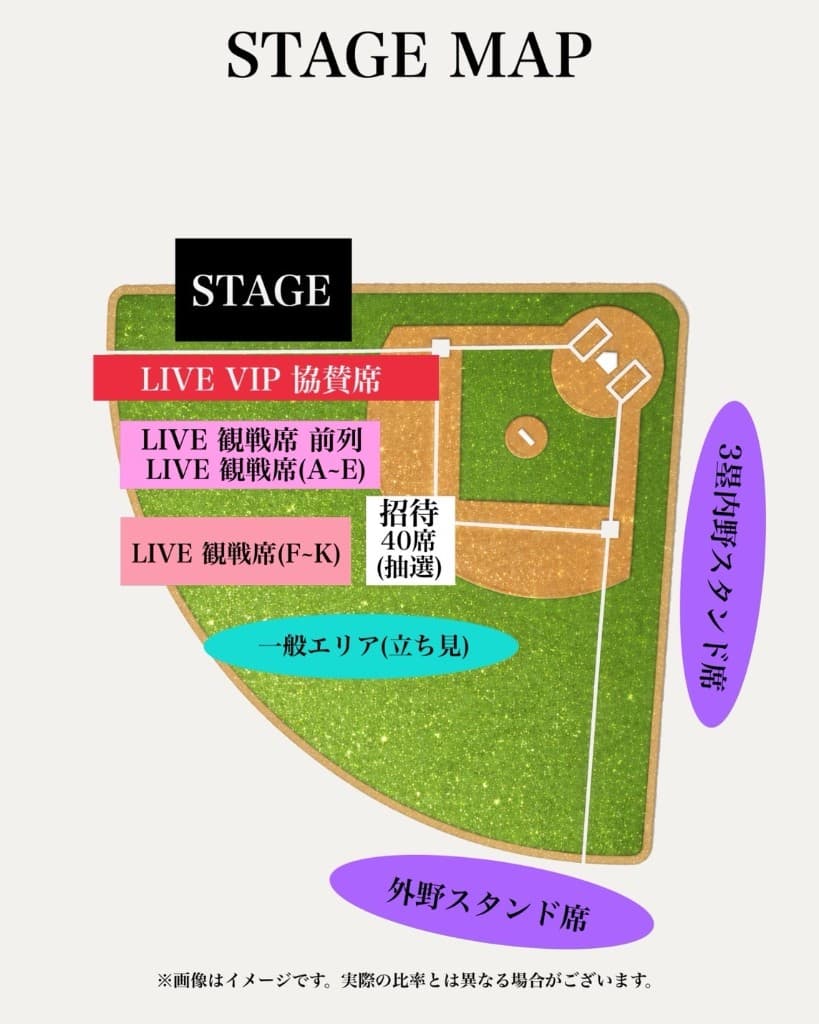 LUMINA SKY LIVE FES のステージ・観覧ゾーン配置の STAGE MAP(見取り図)
